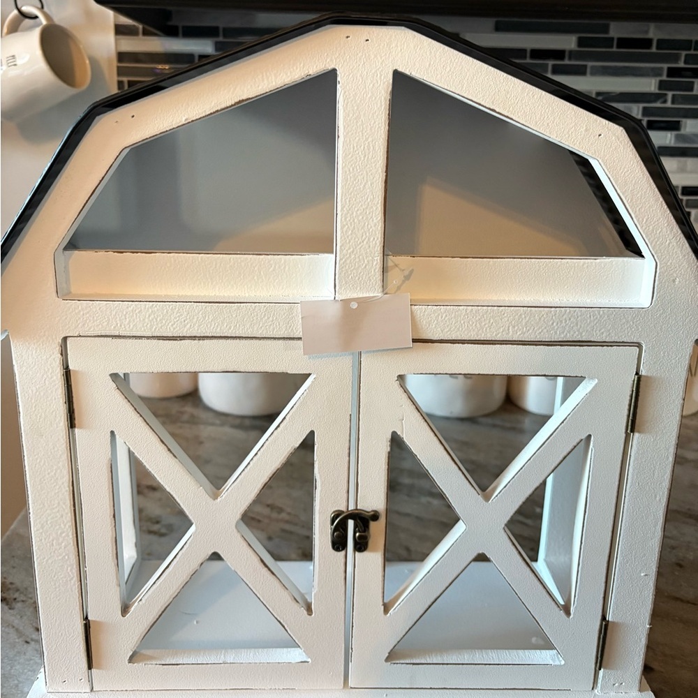 Farmhouse White Barn-Style Decorative Hobby Lobby Galvanized Steel Roof Barn